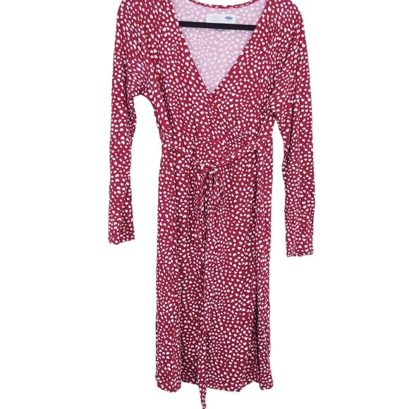 Old Navy Maternity Dress Medium Hearts, Surplice Faux Wrap, Long Sleeve - Picture 1 of 2